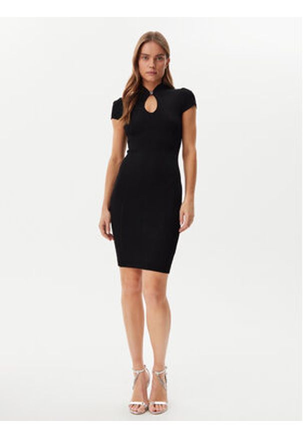 Guess Sukienka dzianinowa W5GK46 Z3L10 Czarny Slim Fit. Kolor: czarny. Materiał: wiskoza