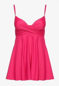Born2be - Różowe Bikini Top o Rozkloszowanym Kroju i Majtki Figi ze Ściągaczem Folarune. Kolekcja: plus size. Kolor: różowy #3