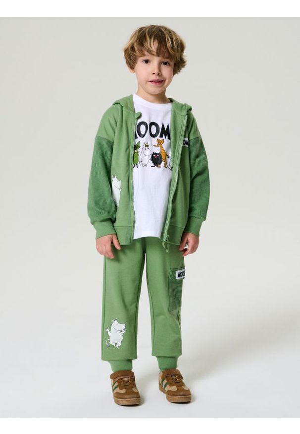 Sinsay - Spodnie The Moomins - zielony. Kolor: zielony