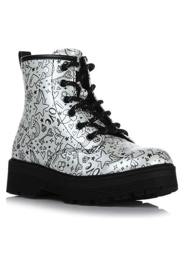 skechers - Buty do chodzenia dla dzieci Skechers Gravlen Hi Doodle. Wysokość cholewki: za kostkę. Kolor: biały, czarny, szary, wielokolorowy. Materiał: materiał, syntetyk. Szerokość cholewki: normalna. Sport: turystyka piesza