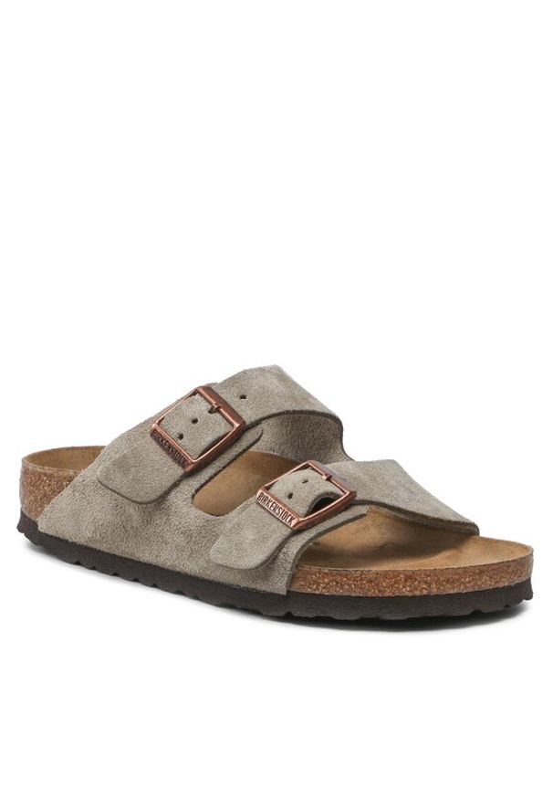 Birkenstock Klapki Arizona Bs 51463 Szary. Kolor: szary. Materiał: skóra, zamsz