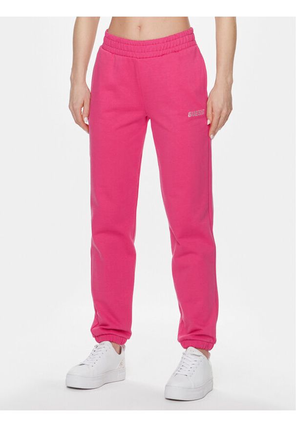 Guess Spodnie dresowe Eleanora V4RB10 KC5O0 Różowy Regular Fit. Kolor: różowy. Materiał: bawełna