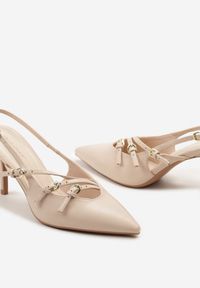 Renee - Beżowe Sandały na Cienkiej Szpilce z Imitacji Skóry z Regulowanymi Paskami Vianara. Okazja: na imprezę, na co dzień. Zapięcie: pasek. Kolor: beżowy. Materiał: skóra. Wzór: paski. Sezon: lato. Styl: casual, klasyczny #5