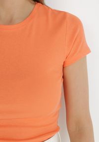 Born2be - Pomarańczowy T-shirt Irousa. Kolor: pomarańczowy. Materiał: materiał, bawełna. Długość rękawa: krótki rękaw. Długość: krótkie. Wzór: gładki #6