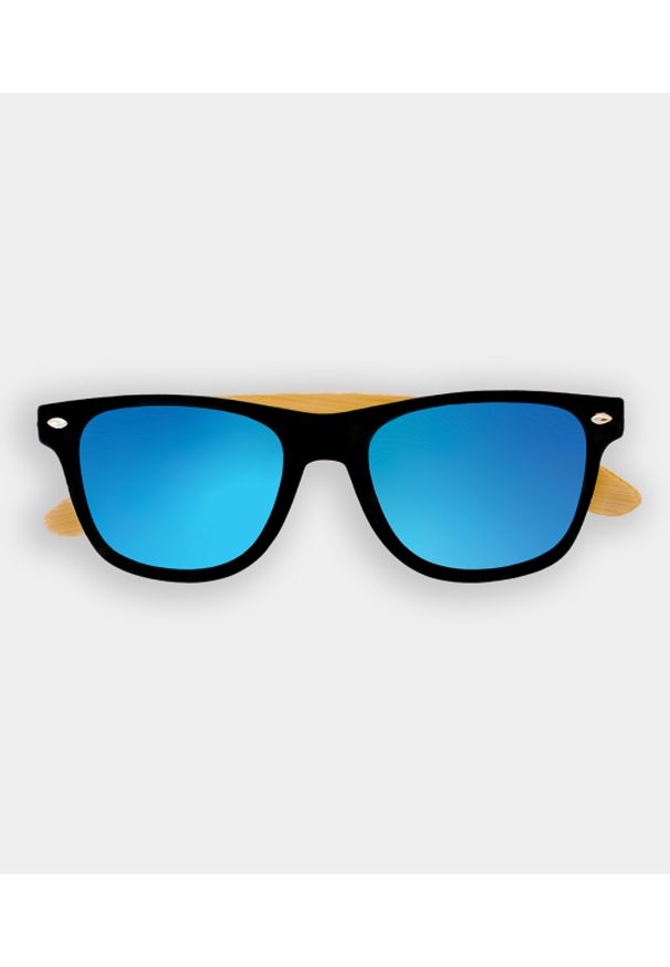 MegaKoszulki - Okulary przeciwsłoneczne z oprawkami niebieskie (gładkie, bez nadruku). Kolor: niebieski. Wzór: gładki