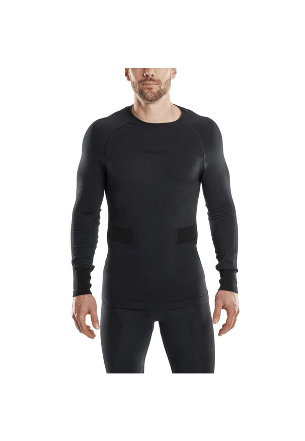 Koszulka sportowa z wełną Merino CEP męska. Kolor: czarny. Materiał: wełna. Długość rękawa: długi rękaw. Długość: długie. Sport: turystyka piesza