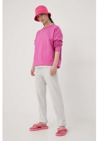 Tommy Jeans bluza damska kolor różowy gładka. Kolor: różowy. Materiał: dzianina. Długość rękawa: długi rękaw. Długość: długie. Wzór: gładki #4