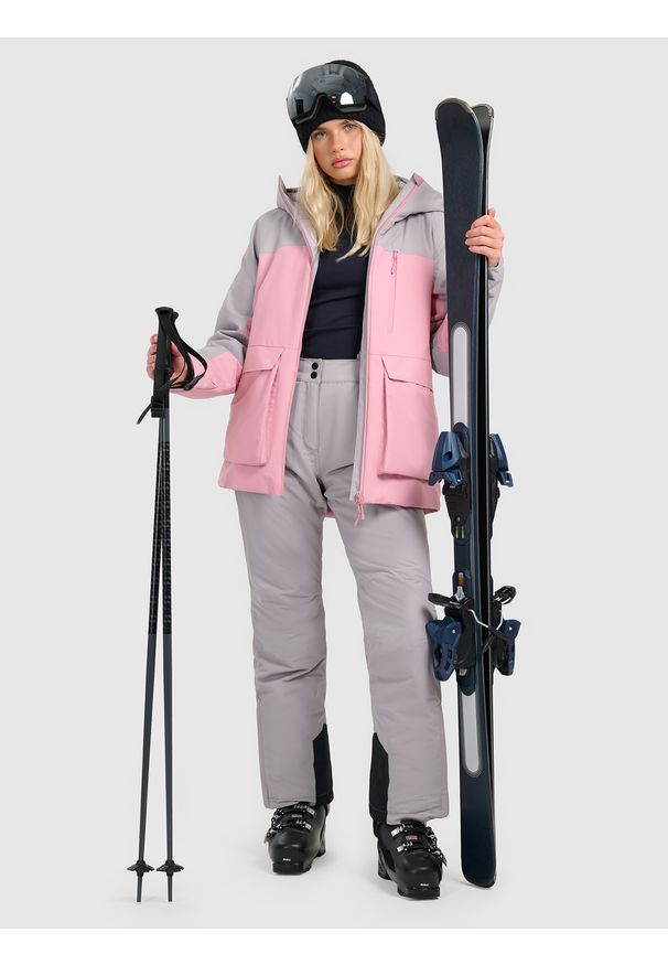 4f - 4F Kurtka narciarska membrana 8000 damska - różowa XXL. Kolor: różowy. Materiał: poliester, materiał. Sezon: zima