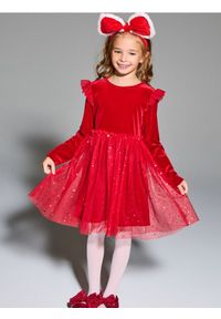 Sinsay - Sukienka mini z błyszczącym nadrukiem - czerwony. Kolor: czerwony. Wzór: nadruk. Długość: mini #1