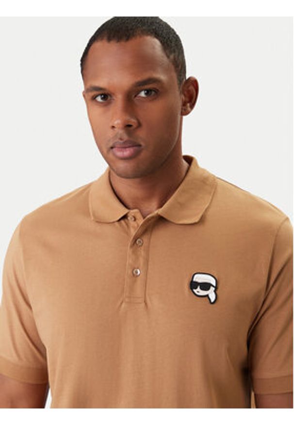 Karl Lagerfeld - KARL LAGERFELD Polo 745710 561224 Beżowy Regular Fit. Typ kołnierza: polo. Kolor: beżowy. Materiał: bawełna