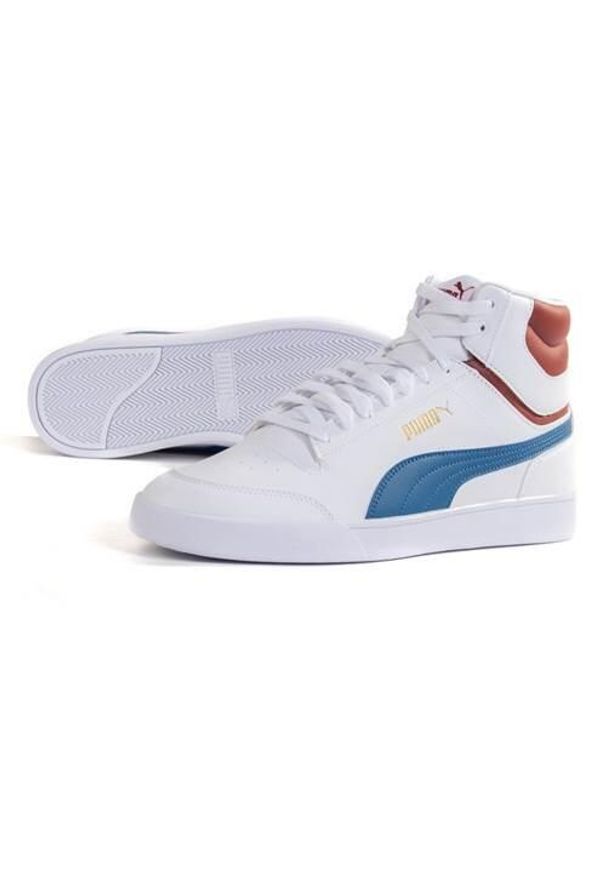Buty do chodzenia męskie Puma Shuffle Mid. Wysokość cholewki: za kostkę. Zapięcie: sznurówki. Kolor: biały, wielokolorowy, niebieski. Materiał: materiał, syntetyk, tkanina. Szerokość cholewki: normalna. Sport: turystyka piesza