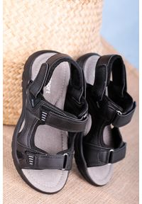 Casu - Czarne sandały na rzepy casu b5512-1. Zapięcie: rzepy. Kolor: czarny