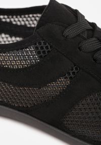 Born2be - Czarne Sneakersy Typu Tenisówki z Siateczkowymi Wstawkami Corigoria. Okazja: na co dzień. Kolor: czarny. Materiał: jeans #8