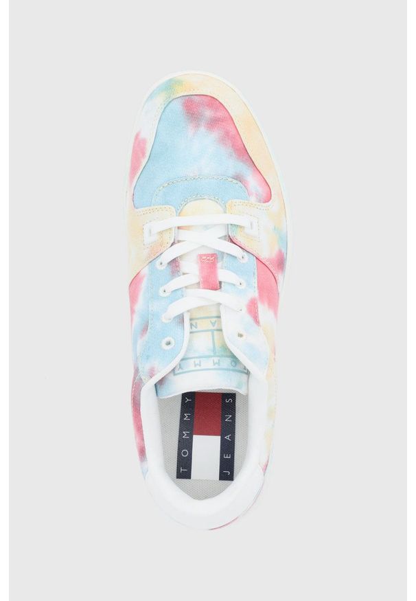 Tommy Jeans buty kolor różowy. Nosek buta: okrągły. Zapięcie: sznurówki. Kolor: różowy. Materiał: poliester, guma