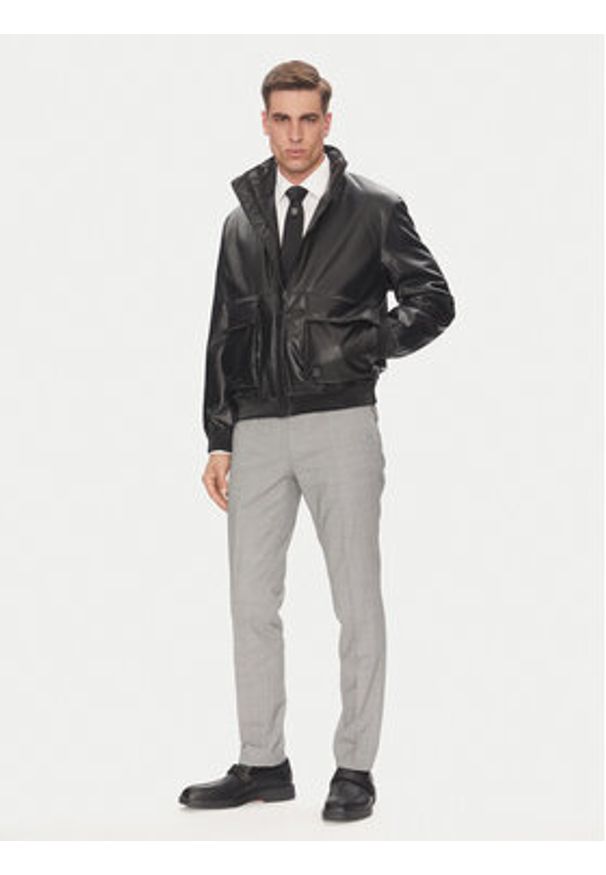 Hugo - HUGO Kurtka z imitacji skóry Bono2511 50530772 Czarny Regular Fit. Kolor: czarny. Materiał: skóra