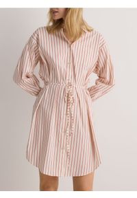 Reserved - Koszulowa sukienka mini - wielobarwny. Materiał: tkanina, bawełna. Typ sukienki: koszulowe. Długość: mini #1