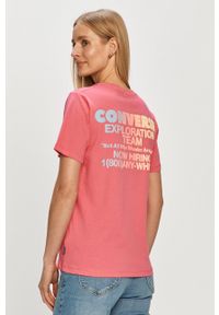 Converse - T-shirt. Okazja: na co dzień. Kolor: różowy. Wzór: nadruk. Styl: casual #3