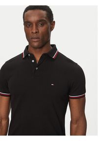 TOMMY HILFIGER - Tommy Hilfiger Polo Tipped MW0MW37346 Czarny Slim Fit. Typ kołnierza: polo. Kolor: czarny. Materiał: bawełna #3