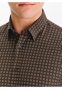 Pako Lorente - PAKO LORENTE – Brązowa koszula we wzór. Kolor: brązowy. Materiał: elastan, bawełna. Długość rękawa: długi rękaw. Długość: długie. Wzór: geometria #5