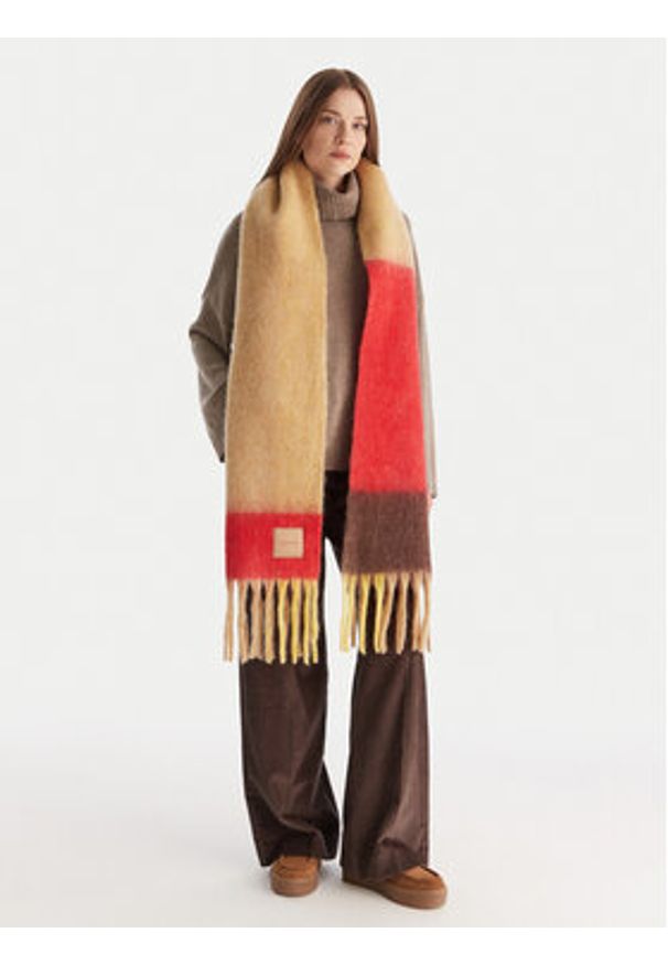 Calvin Klein Szalik Patch Brushed LV04D8070G Beżowy. Kolor: beżowy. Materiał: poliester