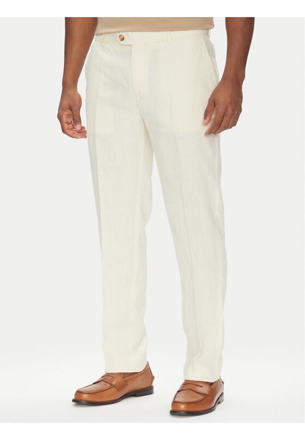 Liu Jo Spodnie materiałowe QA5067 T4346 Beżowy Regular Fit. Kolor: beżowy. Materiał: len