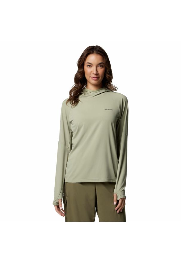 columbia - Bluza z kapturem damska Columbia Skien Valley Hoodie. Typ kołnierza: kaptur. Kolor: zielony. Sport: turystyka piesza