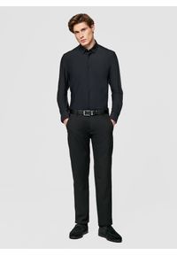 Pako Lorente - PAKO LORENTE - Czarna dzianinowa koszula męska. Typ kołnierza: kołnierzyk klasyczny. Kolor: czarny. Materiał: dzianina. Długość rękawa: długi rękaw. Długość: długie #6