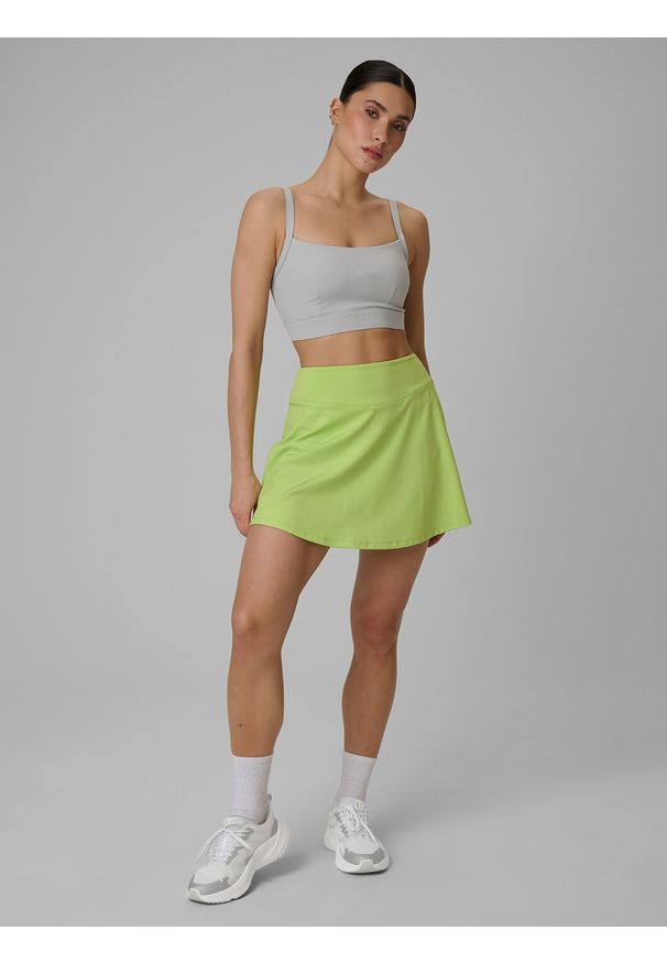 4f - 4F Biustonosz treningowy z niskim wsparciem damski - szary M. Kolor: szary. Materiał: guma. Rodzaj stanika: wyciągane miseczki. Sport: fitness