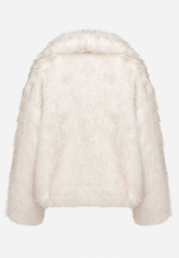 Born2be - Jasnobeżowa Kurtka Futerko z Szerokim Kołnierzem Vertilira. Okazja: na co dzień. Kolor: beżowy. Materiał: futro. Styl: elegancki, casual, wizytowy