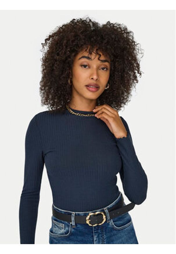 only - ONLY Bluzka Emma 15180040 Niebieski Slim Fit. Kolor: niebieski. Materiał: syntetyk, wiskoza