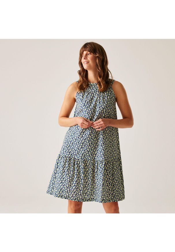 Regatta - Sukienka casual damska Orla Kiely Summer. Kolor: niebieski. Materiał: bawełna. Długość rękawa: bez rękawów. Sport: turystyka piesza