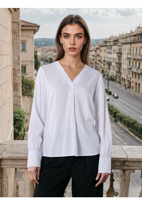 Sinsay - Wiskozowa bluzka - biały. Kolor: biały. Materiał: wiskoza