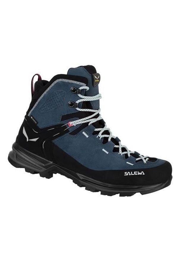 Buty trekkingowe damskie Salewa Mtn Trainer 2 Mid Gtx. Wysokość cholewki: za kostkę. Kolor: niebieski. Materiał: zamsz, materiał, syntetyk. Szerokość cholewki: normalna