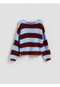 Reserved - Sweter w paski - jasnoniebieski. Kolor: niebieski. Materiał: dzianina. Wzór: paski