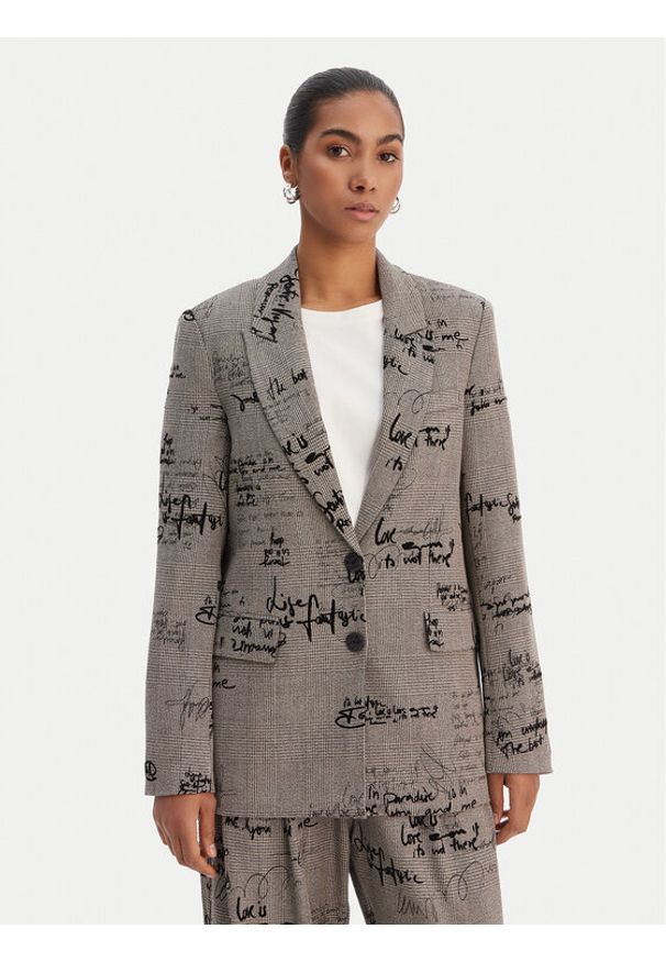 Desigual Marynarka 26SWEW03 Brązowy Regular Fit. Kolor: brązowy. Materiał: syntetyk