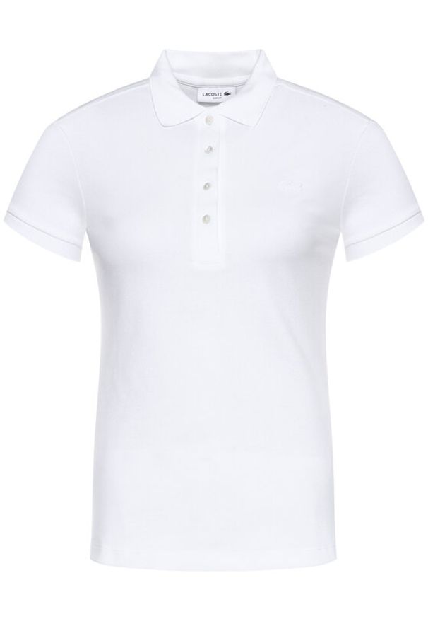 Lacoste Polo PF5462 Biały Slim Fit. Typ kołnierza: polo. Kolor: biały. Materiał: bawełna