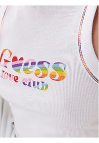 Guess Top W3YP45 K1811 Biały Slim Fit. Kolor: biały. Materiał: bawełna