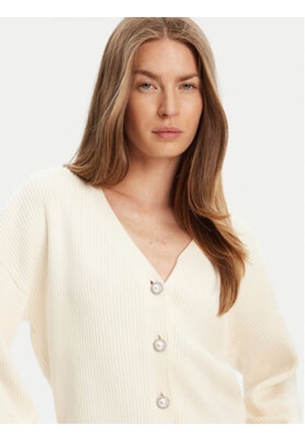 Guess Kardigan W5YR07 Z2ZK2 Écru Relaxed Fit. Materiał: wiskoza