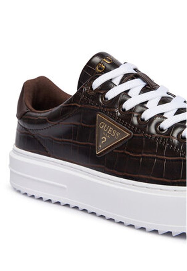 Guess Sneakersy FLFD15 PEL12 Brązowy. Kolor: brązowy. Materiał: skóra