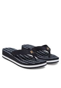 TOMMY HILFIGER - Tommy Hilfiger Japonki Im Th Chainprint Midwedge Sandal FW0FW08527 Granatowy. Kolor: niebieski. Materiał: materiał #3