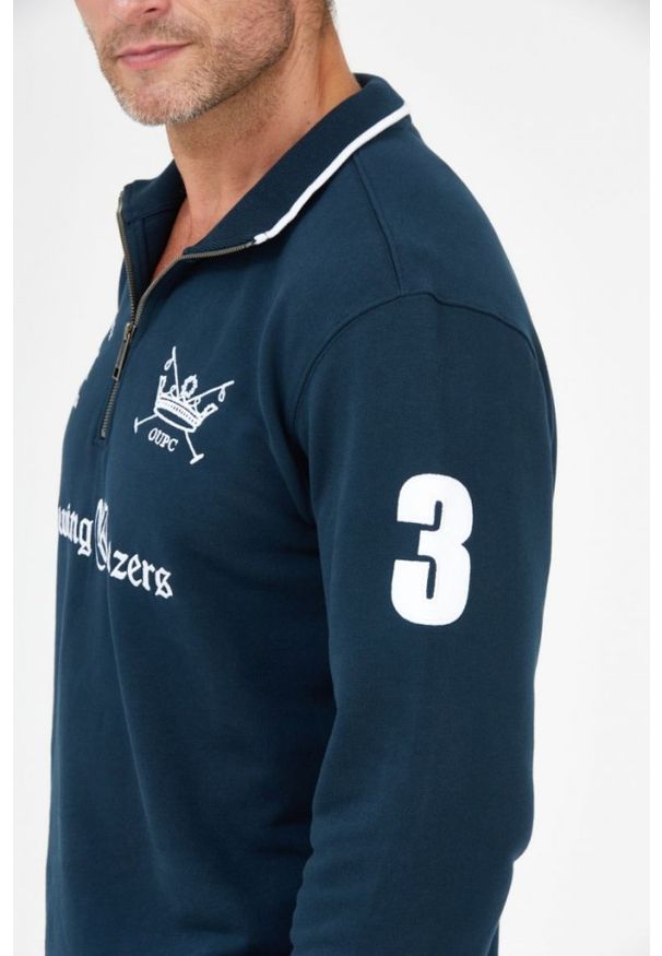 La Martina - LA MARTINA Granatowa bluza męska z suwakiem, Rozmiar M. Typ kołnierza: polo. Kolor: niebieski