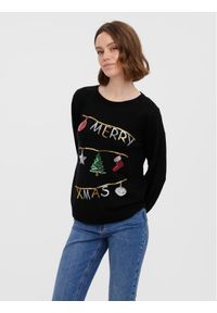 Vero Moda Sweter Merryxmas 10272463 Czarny Regular Fit. Kolor: czarny. Materiał: syntetyk