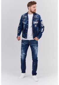 DSQUARED2 Granatowe jeansy męskie cool guy jean. Kolor: niebieski. Wzór: aplikacja