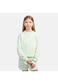 Bluza dziecięca New Balance LAKG0055MEW – miętowa. Kolor: miętowy. Materiał: bawełna, poliester. Styl: sportowy