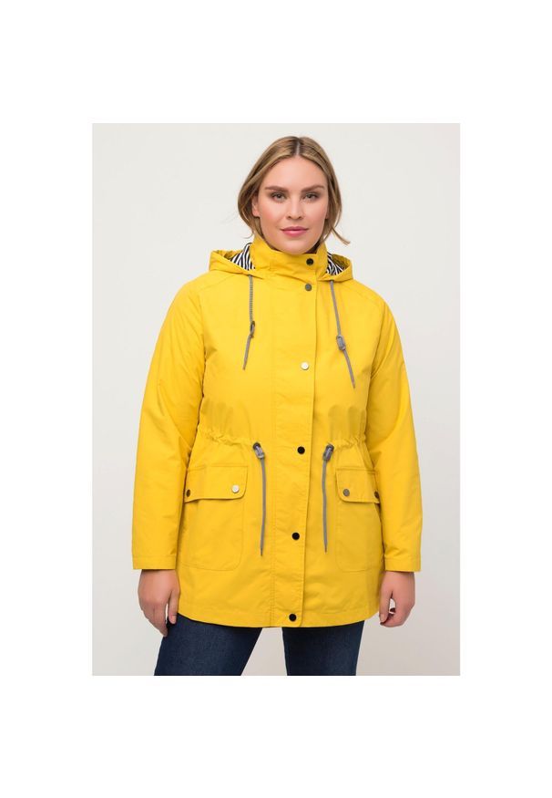 ULLA POPKEN - Damskie Kurtka funkcyjna HYPRAR wodoodporna trapezowy krój kaptur. Kolekcja: plus size. Kolor: zielony, brązowy, wielokolorowy. Materiał: poliester, materiał. Sport: turystyka piesza