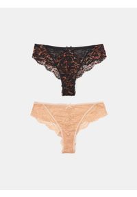Sinsay - Majtki brazyliany z koronką 2 pack - brązowy. Kolor: brązowy. Materiał: koronka. Wzór: koronka