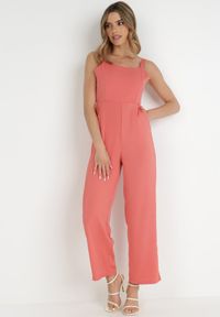 Born2be - Różowy Kombinezon Damyle. Kolor: różowy. Materiał: tkanina. Długość rękawa: na ramiączkach. Długość: długie. Wzór: jednolity, gładki #6