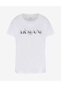 Armani Exchange - ARMANI EXCHANGE - Biały logowany T-shirt. Okazja: na co dzień. Kolor: biały. Materiał: jeans, bawełna. Wzór: nadruk. Styl: klasyczny, casual #2