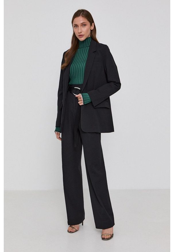 Victoria Victoria Beckham - Marynarka. Kolor: czarny. Materiał: tkanina. Wzór: gładki. Styl: klasyczny