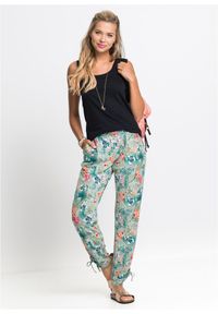 bonprix - Bawełniany tank top. Kolor: czarny. Materiał: bawełna, koronka. Wzór: koronka. Styl: klasyczny #2